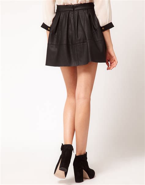 Lyst Asos Collection Skater Skirt In Leather Look In Black