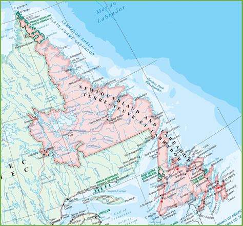 large detailed map  newfoundland  labrador  cities  towns