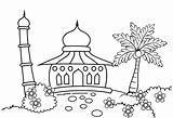 Mewarnai Masjid Anak Contoh sketch template