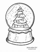 Snow Christmas Coloring Globe Drawing Tree Cone Getdrawings sketch template
