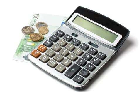 calculator coins    euro bill stock image image