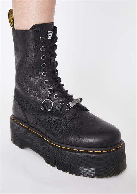 martens dollskill collab brand     box lace  boots black boots leather