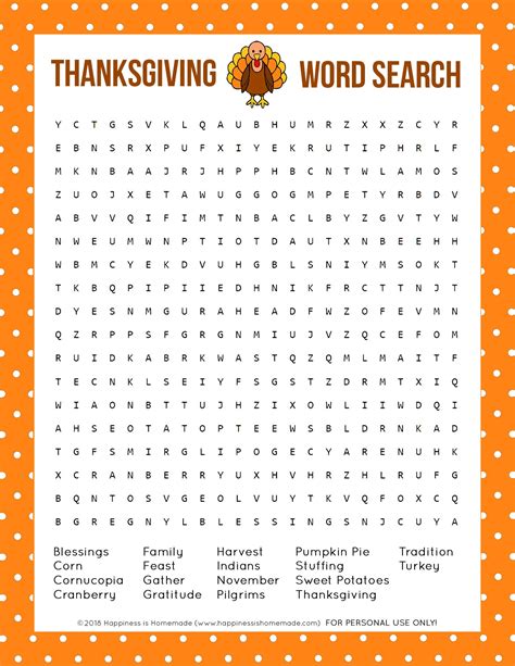 thanksgiving word search printable happiness  homemade