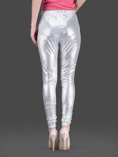 Buy Online Shimmery White Polyknit Spandex Leggings From Capris