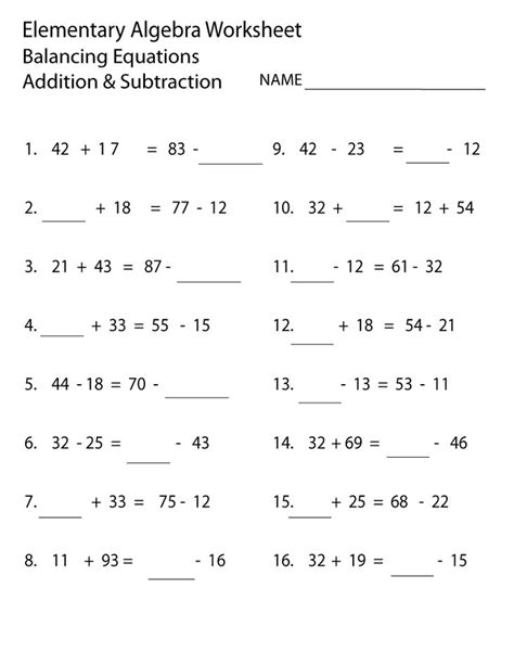 printable elementary math worksheets  math worksheets balancing