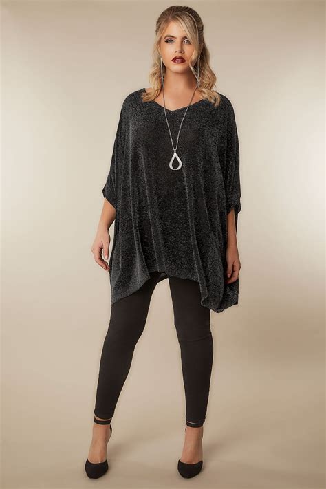 black and silver sparkle cape top plus size 16 to 36