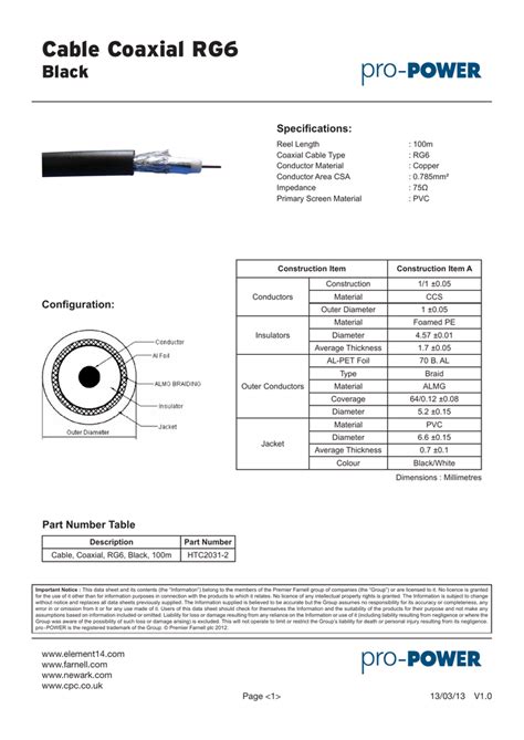 cable coaxial rg black specifications manualzz