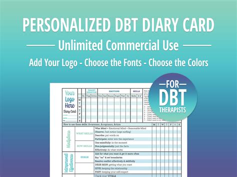 personalized dbt diary card  therapists dbt therapy dbt etsy