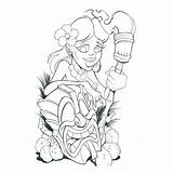 Tiki Pages Coloring Mask Getcolorings Hawaiian sketch template