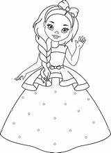 Princess Little Coloring Vector Stock sketch template