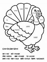 Thanksgiving Sight Word Color Number Sheet Coloring Pages Worksheets Words Printables Template First Preschool Simple Kittybabylove Teacherspayteachers sketch template