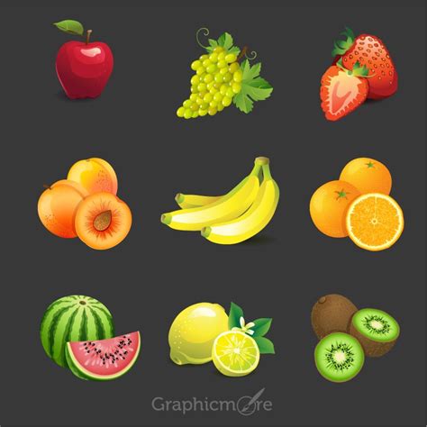 realistic fruits design  vector file   graphicmore