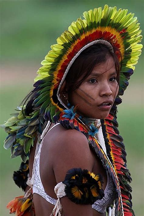 Brazil A Young Rikbakisa Indian Woman At The Indigenous Games On The