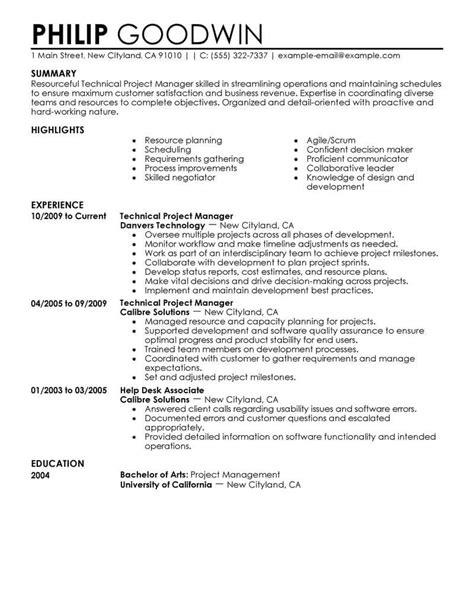 technical project manager resume   professional resume