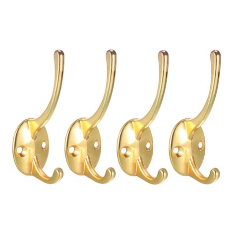 dual prong coat hooks wall mounted retro double hooks utility gold hook