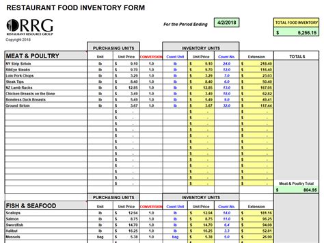 food beverage inventory workbook workbook restaurant recipes templates