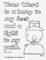 Coloring Psalm Lamp Pages Feet Kids 119 Word 105 School Sunday Bible Unto Sheet Kid Printable Children Light Adron Psalms sketch template