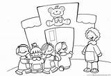 Colorear Colegio Colegios Jardin Escuela Preescolar Maestro Trabajo Escuelas Escolares Felices sketch template