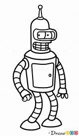 Drawings Futurama Bender Drawing Hipster Drawdoo sketch template