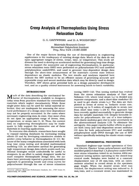 creeps analysis of thermoplastics creep deformation experiment