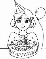 Coloring Pages Birthday Girl Kids sketch template