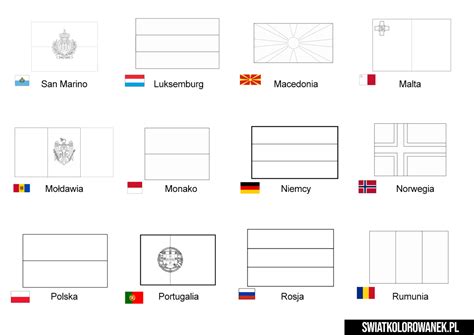 kolorowanka flagi panstw europejskich  darmowe kolorowanki  druku