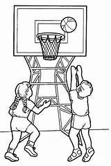 Basketball Coloring Pages Playing Gym Cartoon Boys Kids Court Drawing School Clipart Sports Children Sport Sheets Printable Colouring Two Color sketch template