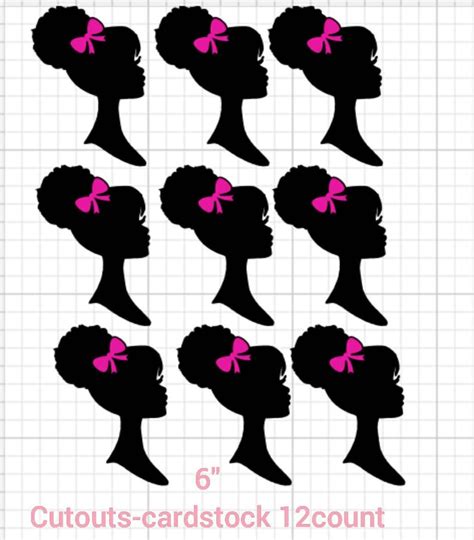 Afro Barbie Silhouette Cutout 6 Set Of 12 Etsy