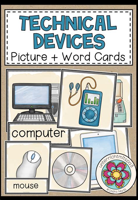 technical devices picture word cards
