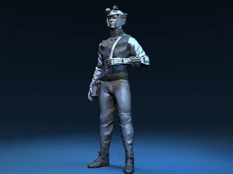 futuristic male character 3d model obj ztl