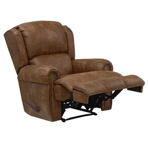 catnapper dempsey deluxe leather lay flat recliner  chestnut