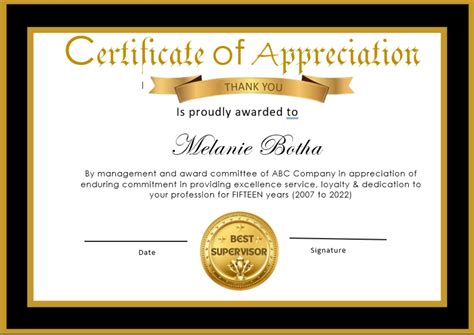 supervisor certificate template  ms word etsy