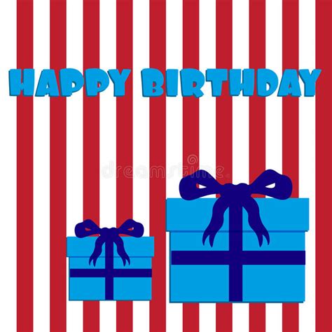 happy birthday  red  white stripes  blue gifts eps stock