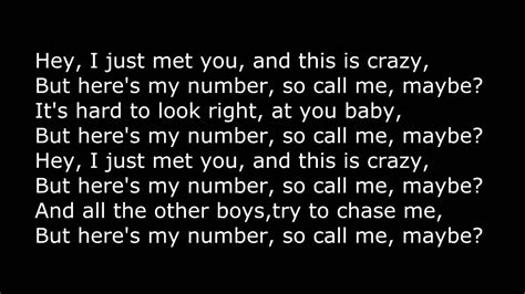 Carly Rae Jepsen Call Me Maybe Lyrics Youtube
