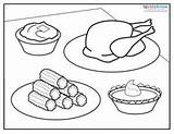 Thanksgiving Coloring Pages Dinner Kids Food Color Sheets Lovetoknow Rolls Preschool Choose Board sketch template
