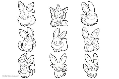 eevee evolutions coloring pages  printable coloring pages