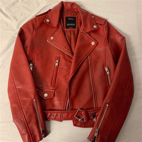 bershka jackets coats bershka red leather jacket poshmark