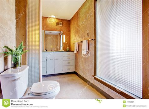 bathroom interior  large window stock photo image  project estate
