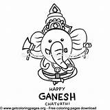 Ganesh Chaturthi Happy sketch template