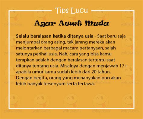 Tips Lucu Awet Muda Yedepe Com