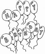 Coloring Birthday Happy Balloons Kids sketch template
