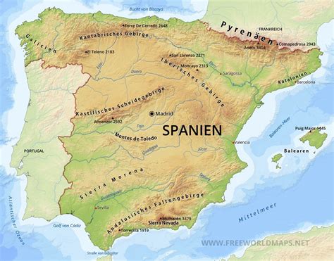 karte von spanien freeworldmapsnet