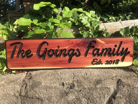 personalized family  cedar signs custom wooden home  sign