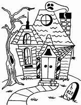 Haunted Coloring House Halloween Pages Printable Drawing Cartoon Outline Printables Kindergarten Color Sheets Print Getdrawings Getcolorings Simple Scary Witch Comments sketch template