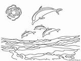 Coloring Dolphins Simple Pages Print Color Kids Children sketch template