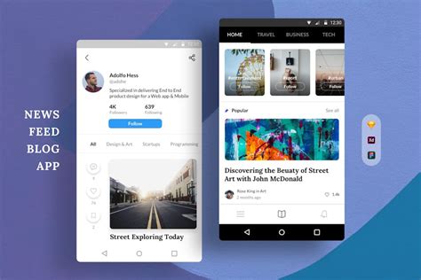 news feed blog app design template place