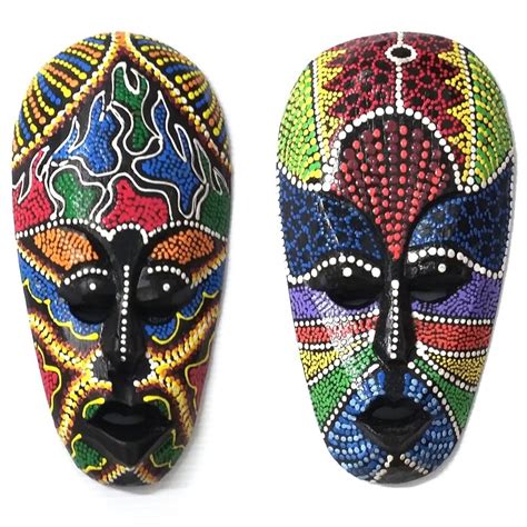 Buy African Tribal Mask Aboriginal Painted Tribal Dot Art Wooden Wall