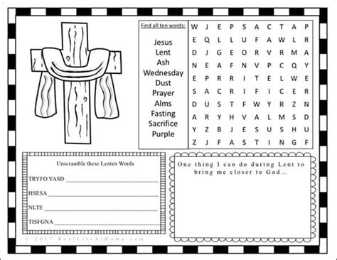 ash wednesday  lent activity page printable