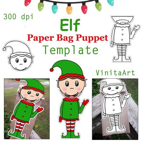 printable christmas paper bag puppets