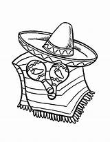 Coloring Mexican Pages Mayo Cinco Fiesta Hat Sombrero Printable Taco Drawing Print Kids Dance Coloring4free Preschool Color Drawings Simple Food sketch template